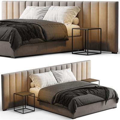 现代布艺双人床-2